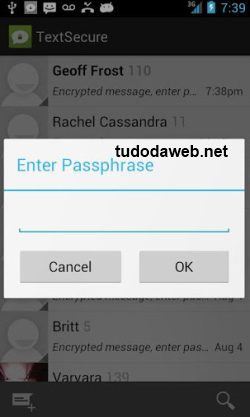 TextSecure mensagem criptografada Android