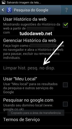 apagar histórico widget busca Google Android 2
