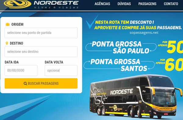 Comprar passagem da Expresso Nordeste pela internet e telefone