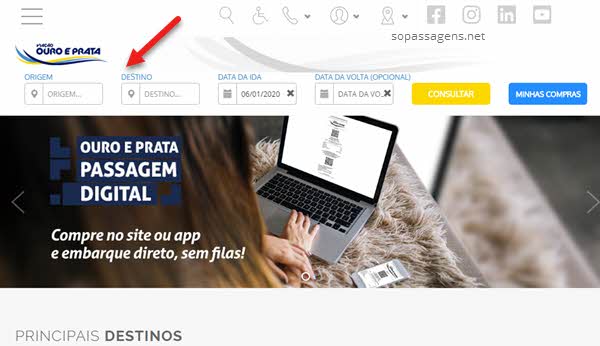 Comprar passagem da Ouro Prata pela internet e telefone