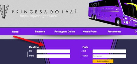 Passagens da Princesa do Ivaí pela internet