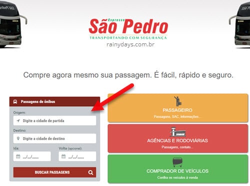 Comprar passagens da Expresso São Pedro pela internet