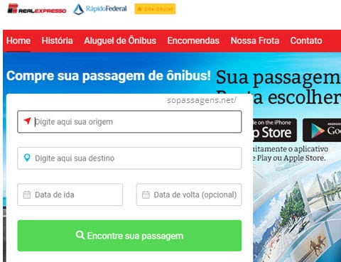 Comprar passagem Real Expresso Rápido Federal