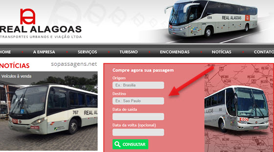 Comprar passagem da Real Alagoas pela internet