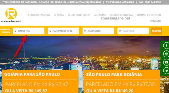 Passagens da RodeRotas pela internet