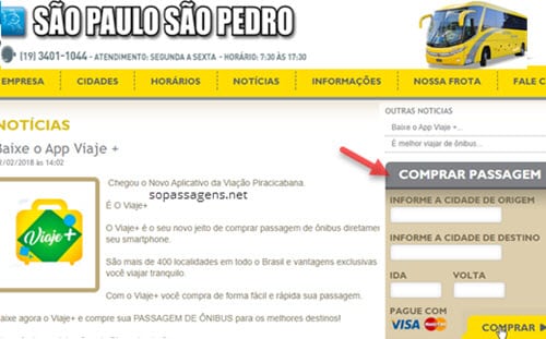 Comprar passagens da Viação São Paulo São Pedro