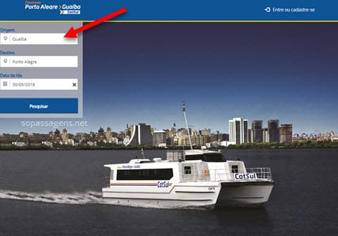 Travessia POA Guaíba, comprar passagens da CatSul