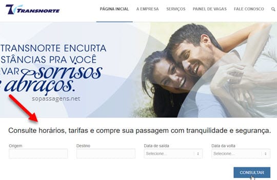 Passagens da Transnorte pela internet