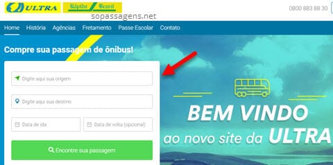 Passagens da Viação Ultra pela internet