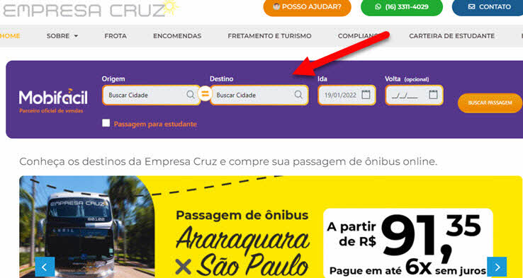 Pode comprar passagem da Empresa Cruz pela internet?