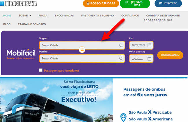 Como comprar passagem da Viação Piracicabana?