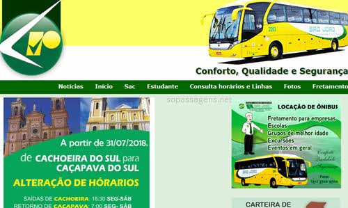 Página da São João, comprar passagens da São João Transportes online