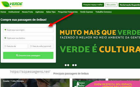 Passagens da Verde Transportes pela internet