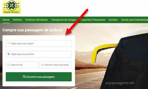 Passagens da Viação Sandra pela internet