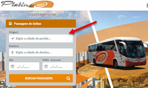 Passagens da viação Platina pela internet