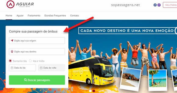 Passagens da Aguiar Locação e Turismo online e telefone