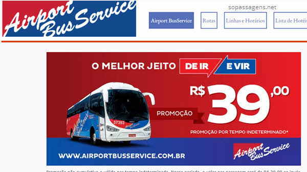 Passagens da Airport Bus Service pela internet, telefone ou app