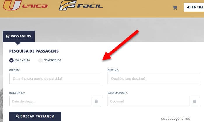 Como comprar passagens da Única Fácil pela internet?