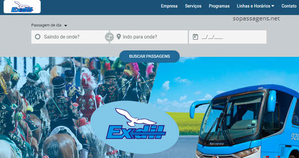 Passagens da Exdil pela internet e telefone