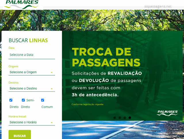 Passagens da Expresso Palmares pela internet