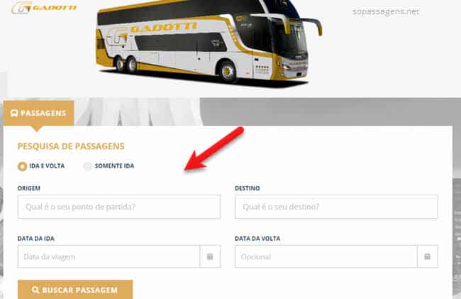 Comprar passagens da viação Gadotti pela internet e telefone