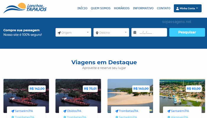 Como comprar passagens da Lanchas Tapajós pela internet, telefone e WhatsApp