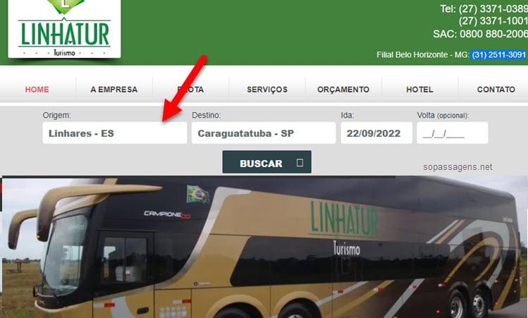 Como comprar passagens da Linhatur pela internet