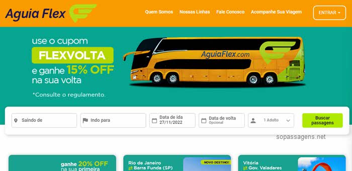 Como comprar passagens da Águia Flex pela internet?